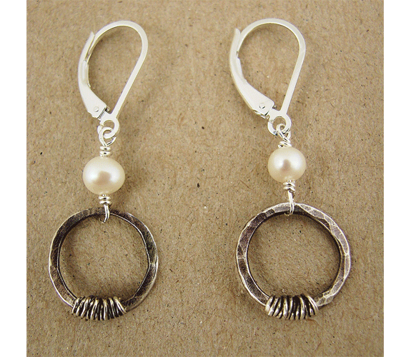 Ian Gibson - Oxidized Sterling & Pearl Earrings